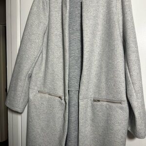 Long Gray Open Front Coat